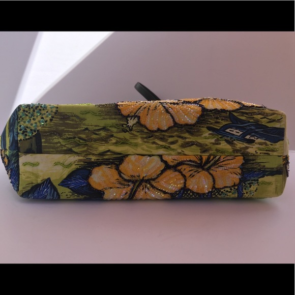 Christiana Beaded Bag Palm Trees and Hibiscus EUC - Picture 7 of 7